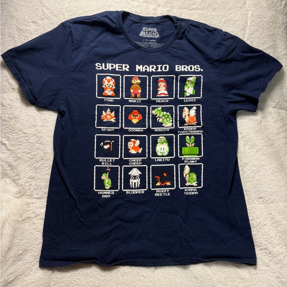 Men’s Super Mario Bros Graphic T-Shirt Sz Lg